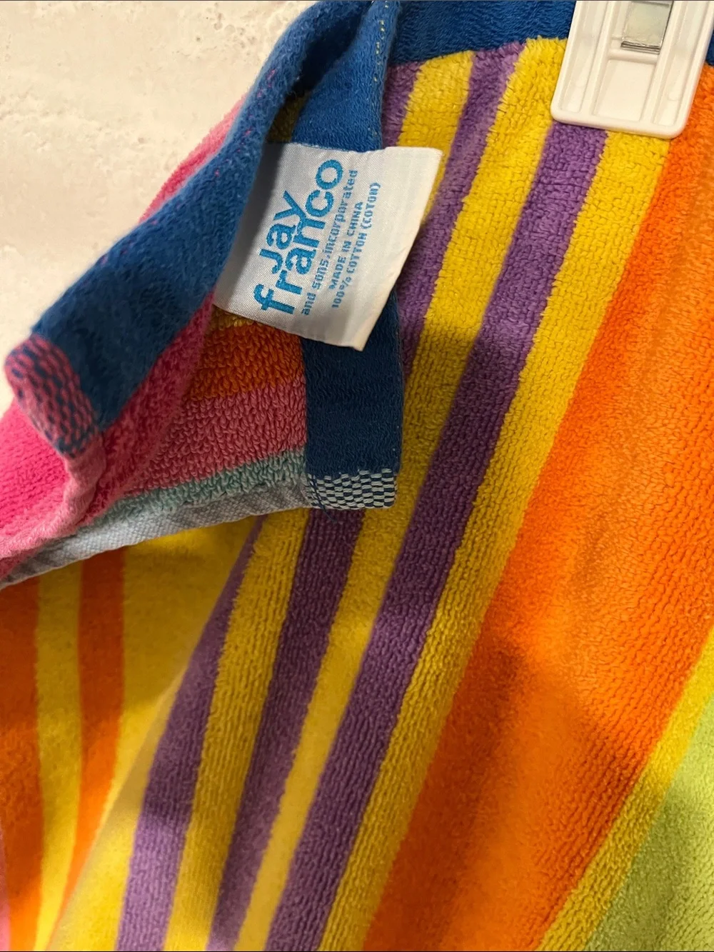 Rainbow Stripe Beach Towel - Pink & Multi about 65 x 57 approximately
